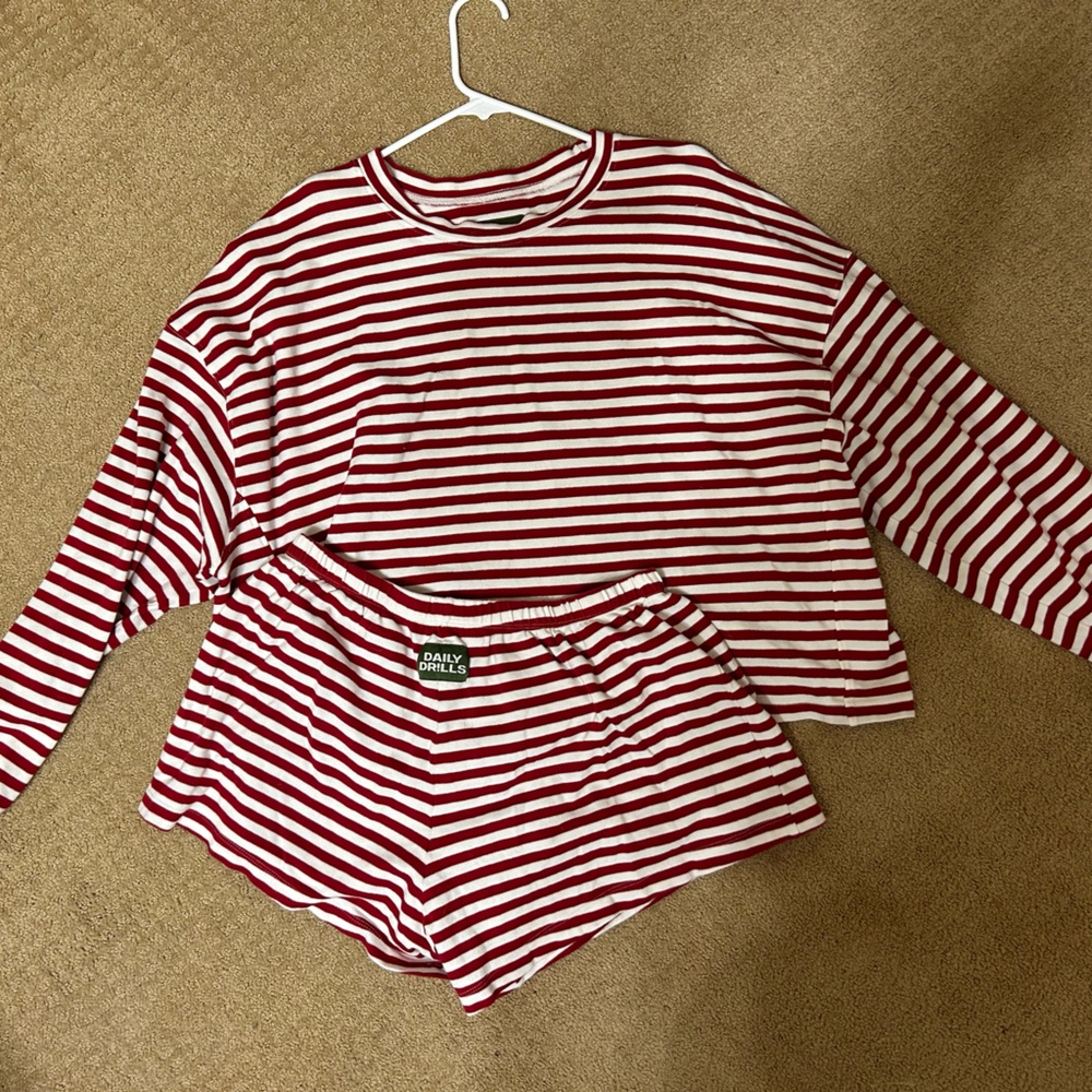 Daily Drills Red and White Striped Set
